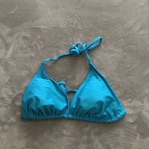 Blue triangle bikini top